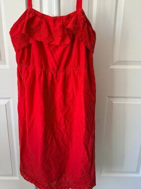 Old Navy Red Eyelet Ruffle Spaghetti Strap Sundress Size 20